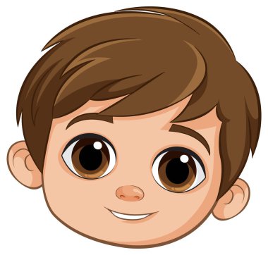 Kahverengi saçlı, sevimli çizgi film çocuğu.