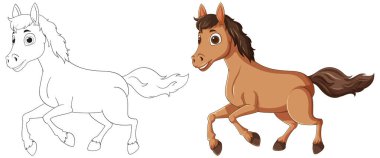 Renkli ve hatları çizilmiş at.