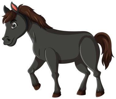 Neşeli bir ifadesi olan şirin bir çizgi film atı.