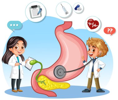 Doktorlar mide sağlığını tıbbi aletlerle analiz ediyorlar.