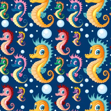 Renkli Denizatı Sualtı Deseni Çizimi