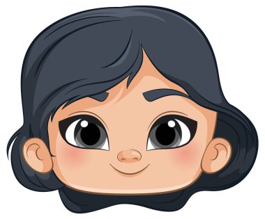 Gülümseyen kocaman gözleri olan tatlı bir kız.