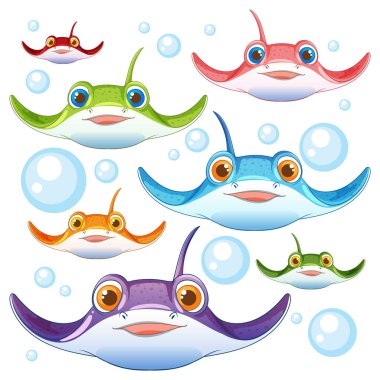 Neşeli baloncuklar arasında yüzen vatozlar