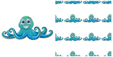 Kusursuz bir desende oyuncu ahtapot çizimi