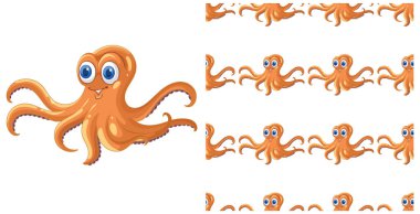 Kusursuz bir desende oyuncu ahtapot çizimi