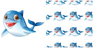 Tekrarlayan vektör desenli neşeli yunuslar