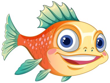 Canlı renkleri ve büyük gözleri olan gülümseyen balıklar.