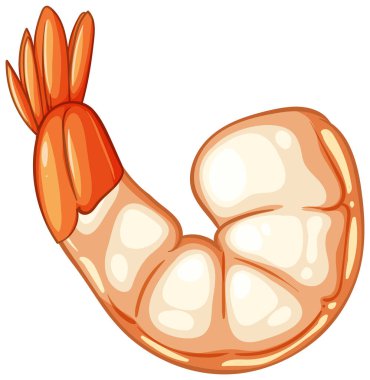 Kalın renkli ve düz çizgileri olan bir karidesin ayrıntılı vektör çizimi, mutfak temalı tasarımlar için idealdir