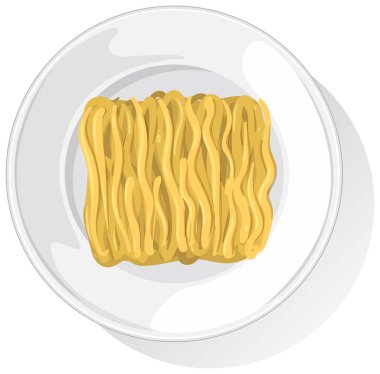 Beyaz tabakta hazır eriştenin vektör sanatı nötr renkler ve basit kompozisyon ile minimalist bir stil sergiliyor.