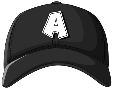 Siyah bir beysbol şapkasının temsili, kalın A harfiyle. Temiz çizgiler ve monokrom tarzı modern cazibesini artırır