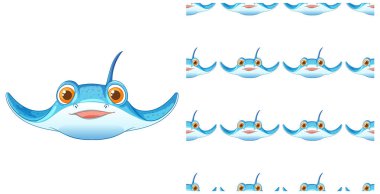 Kusursuz desenli şirin vatoz çizimi