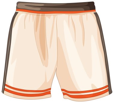 Turuncu aksanlı retro spor şortların temsili. Temiz hatlar, canlı renkler ve klasik atletik stil.