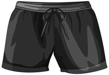 Çizgili siyah atletik şortların vektör çizimi, parlak tasarım ve pürüzsüz gölgeleme. Spor kıyafetleri grafikleri için ideal