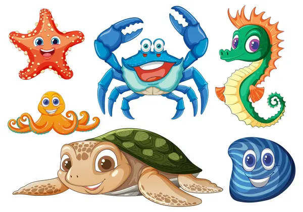 Gülümseyen deniz hayvanlarının canlı bir koleksiyonu.