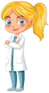 Kendine güvenen ve gülümseyen karikatür bilimcisi