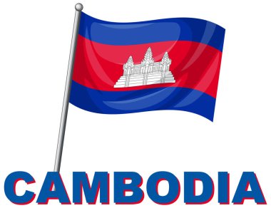 Angkor Wat 'ın sunduğu Kamboçya bayrağının temsilcisi. Kalın renkler ve temiz çizgiler çarpıcı bir görsel oluşturur