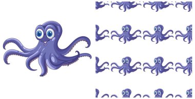 Kusursuz desenli şirin ahtapot çizimi