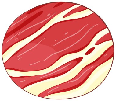 Zengin kırmızı ve krem renkleri olan mermer bir et diliminin biçimlendirilmiş vektör çizimi, dokuyu ve deseni vurguluyor