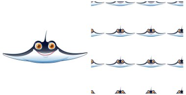 Şirin vatoz çizimi, neşeli bir ifadeyle.