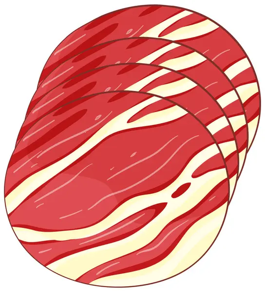 İnce dilimlenmiş çiğ et ve mermer dokular. Kalın renkler ve temiz çizgiler gerçekçi bir görünüm yaratır