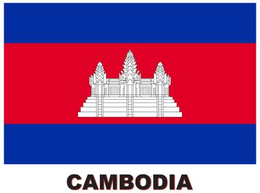 Angkor Wat 'ın sunduğu Kamboçya bayrağının temsilcisi. Kalın renkler ve temiz çizgiler ulusal gurur ve kültür mirasını vurguluyor