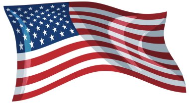 Canlı renkler ve pürüzsüz dalga etkisi ile Amerikan bayrağının dinamik temsili vatanseverliği ve ulusal gururu simgeliyor.