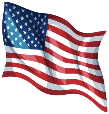 Hareketli bir Amerikan bayrağının dinamik vektör çizimi canlı renkler ve gerçekçi gölgeleme, yakalama hareketi ve vatanseverlik