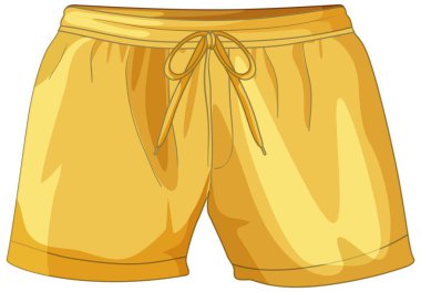 Parlak sarı atletik şortlar, çizgili, temiz bir vektör tarzında yapılmış. Spor giysileri ve moda çizimleri için ideal.