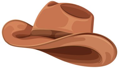 Yumuşak gölgeli ve gerçekçi kıvrımlı düz vektör tarzında kahverengi kovboy şapkası