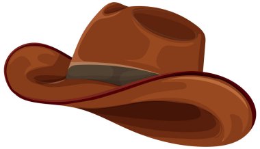 Geniş kenarlı ve detaylı gölgeli klasik kahverengi kovboy şapkasının vektör çizimi