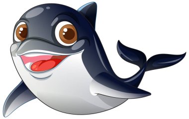 Gülümseyen yunuslar, büyük gözleri ve neşeli ifadeleri var.