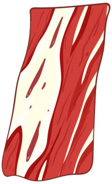 Kalın renkleri ve temiz çizgileri olan ham pastırma diliminin vektör çizimi. Mutfak temalı tasarım ve sunumlar için mükemmel.