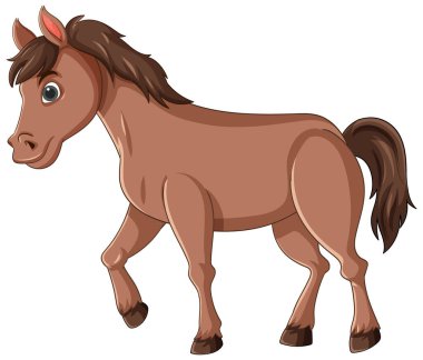 Neşeli bir ifadesi olan şirin bir çizgi film atı.