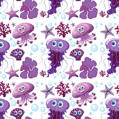 Denizanası ve denizyıldızı ile renkli deniz yaşamı