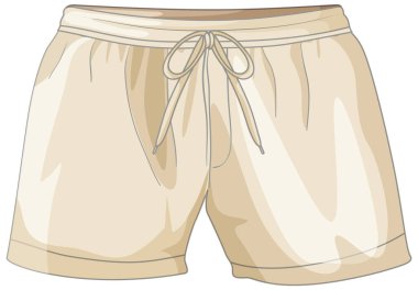Çizgili dizgiye sahip bej şortların vektör çizimi, basit tasarım ve yumuşak renk paleti gösterimi