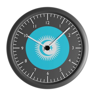 Signs and symbols. Design element. 3D illustration. Wall clock with the flag of Turkic Council