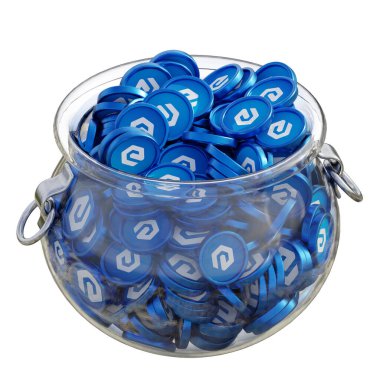 eCash XEC 'in 3 boyutlu şifreli bozuk para tasarruf bankası ve izole edilmiş arka planı var. Finansal kazanç yönetimi tasarruf maliyet azaltma mevduat ekonomi cam kap 3D render. resimleme