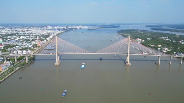 Majestic Marvel Αεροφωτογραφία Της Γέφυρας Rach Mieu Του Tien Giang — Αρχείο Βίντεο