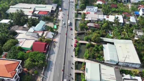Reise Durch Tien Giang Landschaftlich Schöne Straßen Und Auto Antennen — Stockvideo