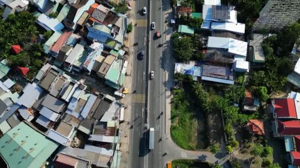 Reise Durch Tien Giang Landschaftlich Schöne Straßen Und Auto Antennen — Stockvideo