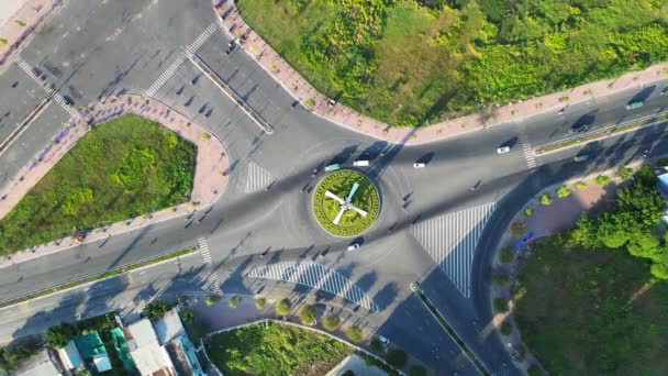 Cinematic Aerials Capturing Tien Giang Roundabout Top — стокове відео