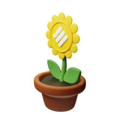  Çömlekteki çiçeğin Binance USD, beyaz arkaplanda BUSD işareti