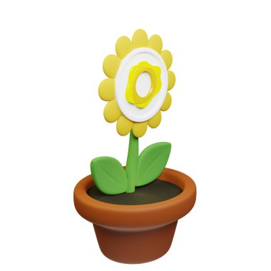  Saksıdaki çiçeğin 3 boyutlu resmedilmiş hali. Beyaz arkaplanda PAX işareti var.