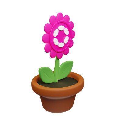  Polkadot ile saksıdaki çiçeğin 3 boyutlu görüntüsü, beyaz arkaplanda DOT işareti