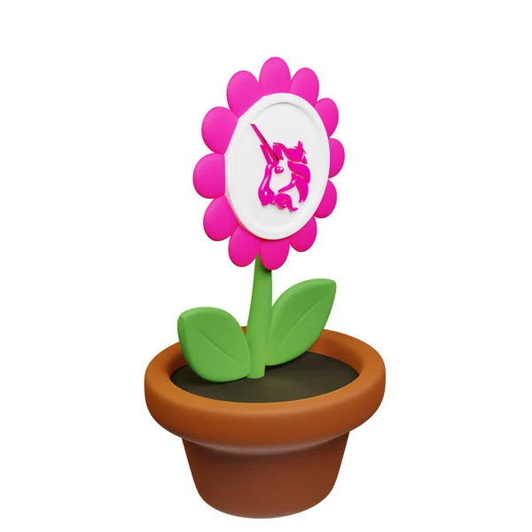 Illustration Flower Pot Uniswap Sign White Background — Stock Photo, Image