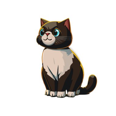 Şirin kedi çizgi film vektör çizimi tasarımı