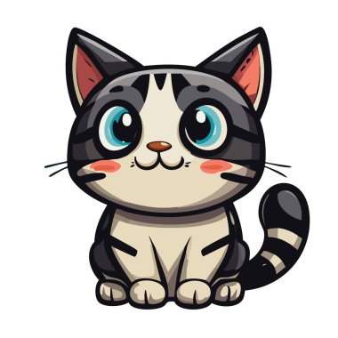 Şirin kedi çizgi film vektör çizimi tasarımı