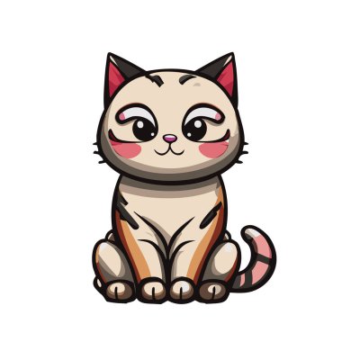 Şirin kedi çizgi film vektör çizimi tasarımı