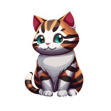 Şirin kedi çizgi film vektör çizimi tasarımı