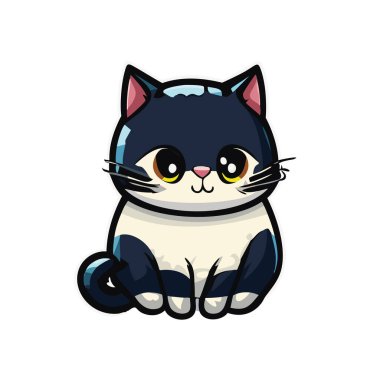 Şirin kedi çizgi film vektör çizimi tasarımı